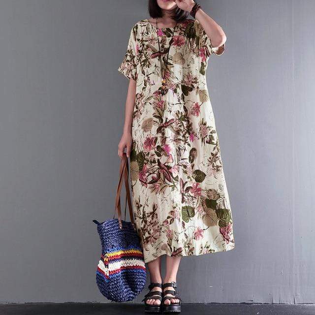 Casual Floral Plus Size Midi Dress dylinoshop