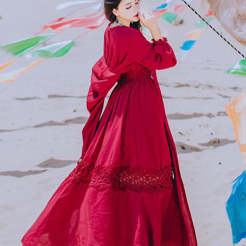 Vintage Gypsy Red Maxi Dress | Mandala Buddha Trends
