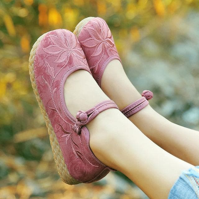 Pink Cotton & Linen Shoes Buddha Trends