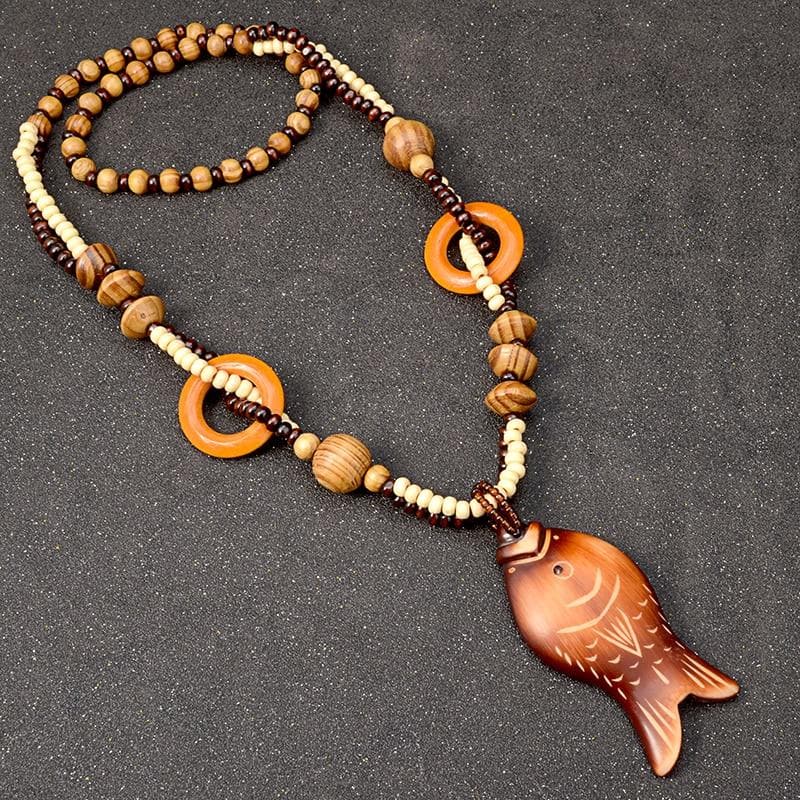 Fish in the Sea Wooden Necklace dylinoshop