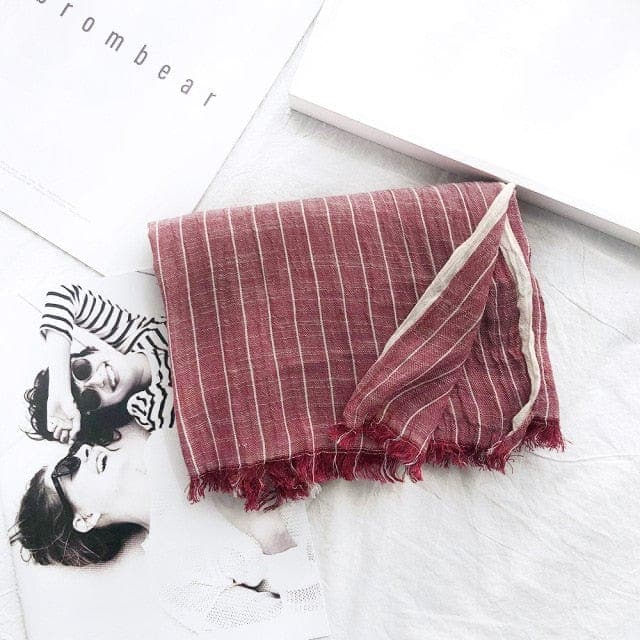 Striped Cotton & Linen Shawls Buddha Trends