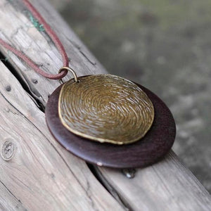 Geometric Wooden Pendant Necklace dylinoshop