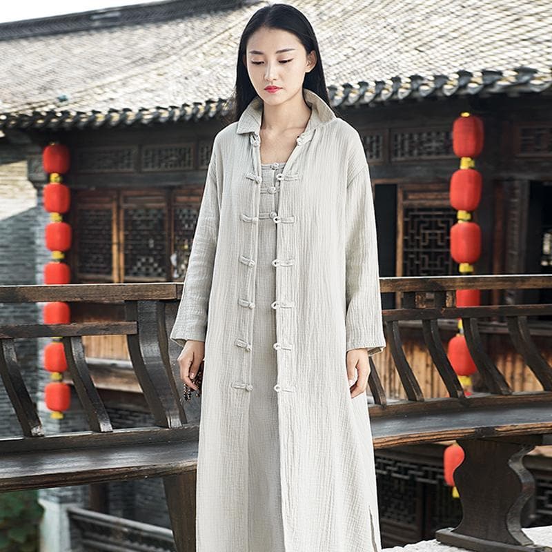 Chinese Style Cotton Linen Trench Coat  | Zen dylinoshop