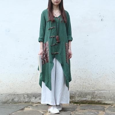 Chinese Style Draped Linen Shirt  | Zen dylinoshop