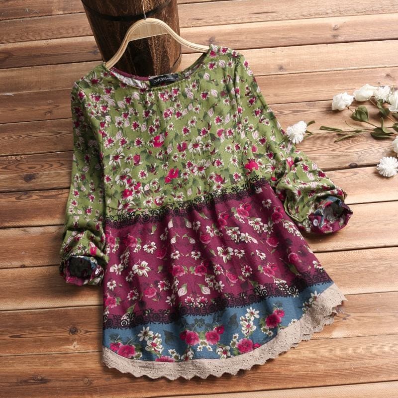 Long Sleeve Floral Vintage Shirt dylinoshop
