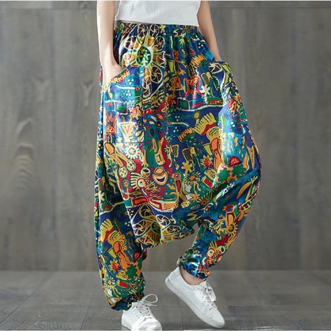 Colorful Plus Size Cotton Harem Pants dylinoshop