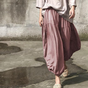 Pure Color Pleated Flowy Harem Pants | Lotus Buddha Trends