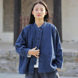 Batwing Sleeve Chinese Denim Jacket | Zen dylinoshop
