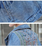 Floral Embroidered Fringed Denim Jacket dylinoshop