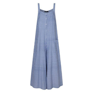 Loose Vertical Striped Palazzo Overalls Buddha Trends