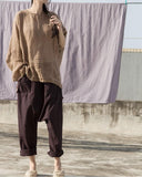 Khaki Long Sleeve Linen Shirt | Lotus dylinoshop