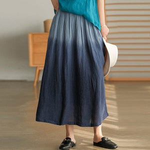Tie-Dye Gradient Linen Skirt Buddha Trends