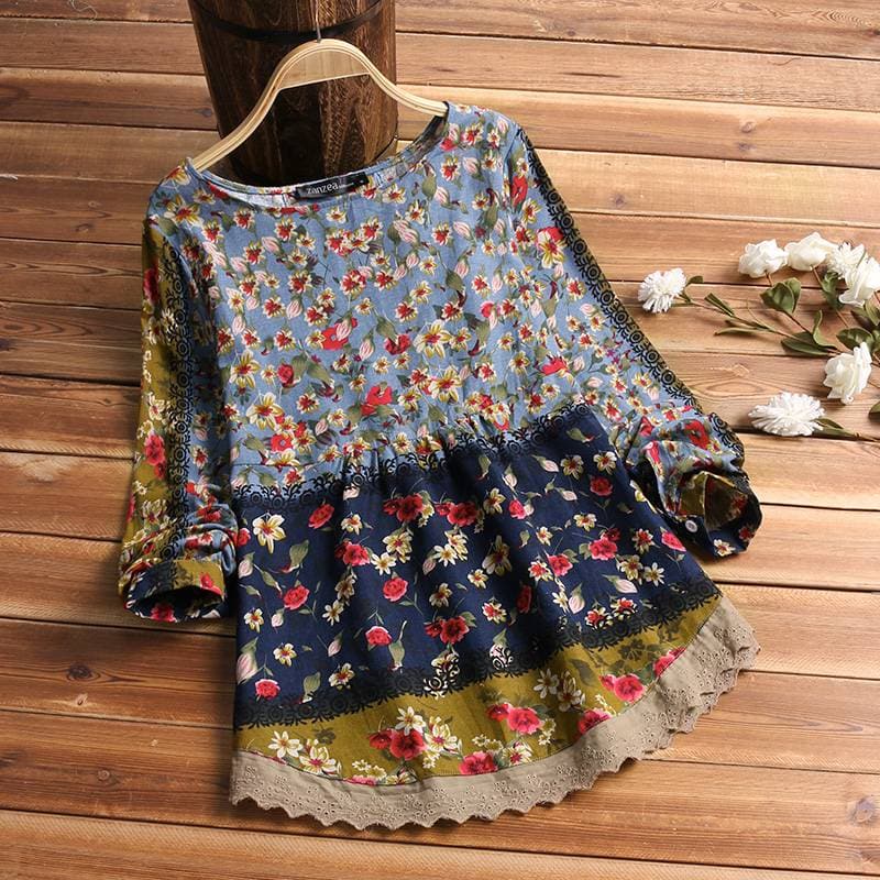Long Sleeve Floral Vintage Shirt dylinoshop