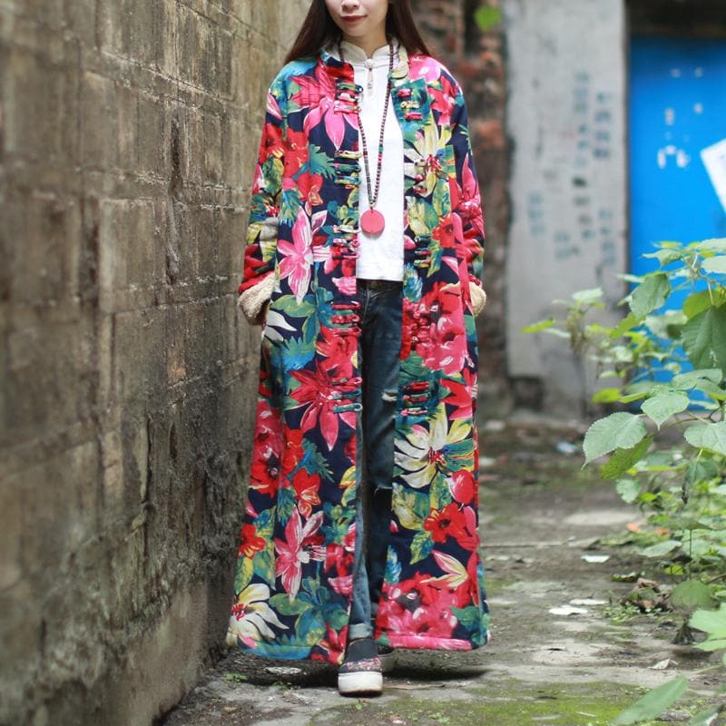 Vintage Floral Trench Coat Buddha Trends