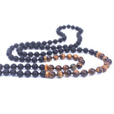 Natural Matte Black Onyx and Tiger eye Mala Beads Buddha Trends