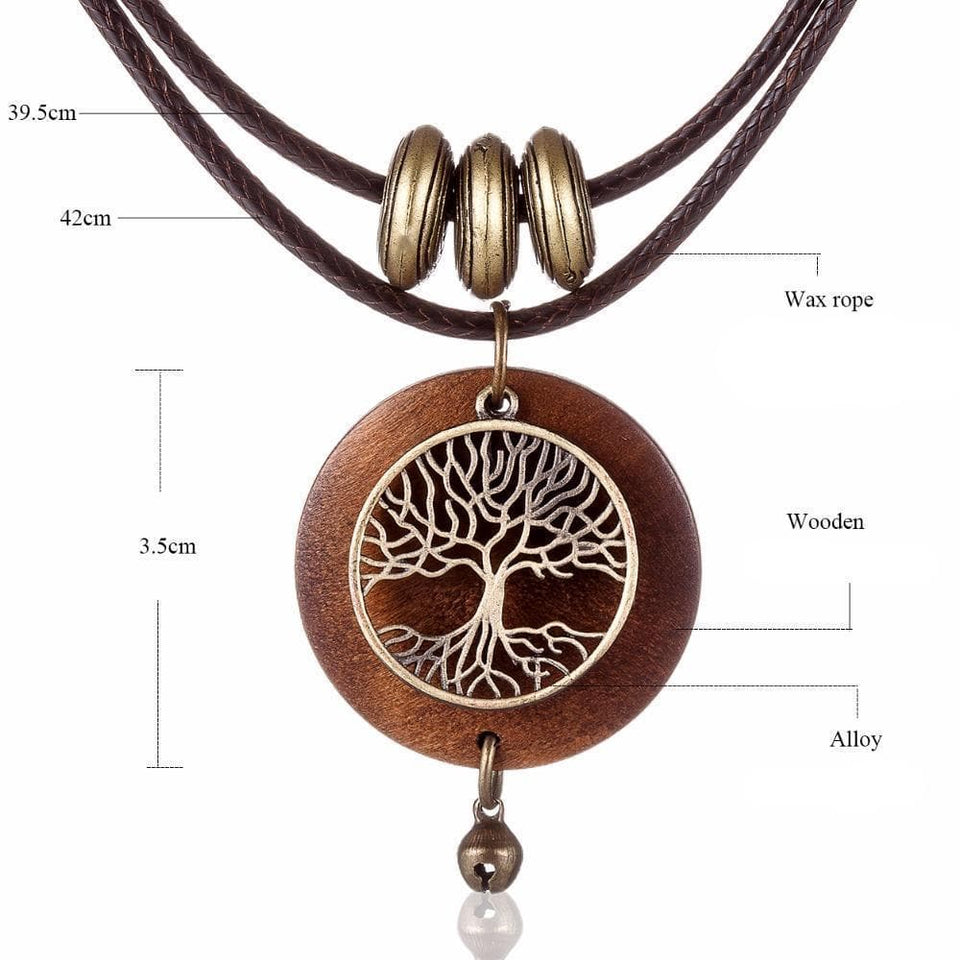 Tree Of Life Wooden Pendant Necklace Buddha Trends