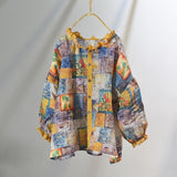 New Age Hippie Patchwork Blouse Buddha Trends