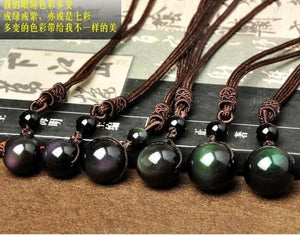 Obsidian Rainbow Eye Pendant Necklace Buddha Trends