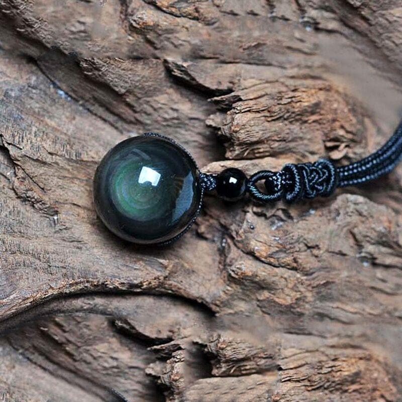 Obsidian Rainbow Eye Pendant Necklace Buddha Trends