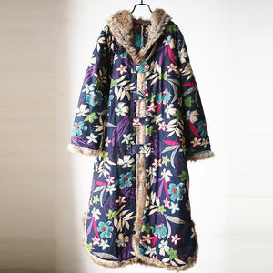 Long Floral Hooded Trench Coat dylinoshop