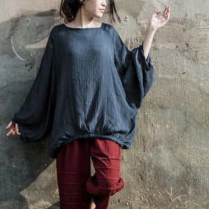 Lantern Sleeve Oversized Cotton Shirt | Lotus dylinoshop