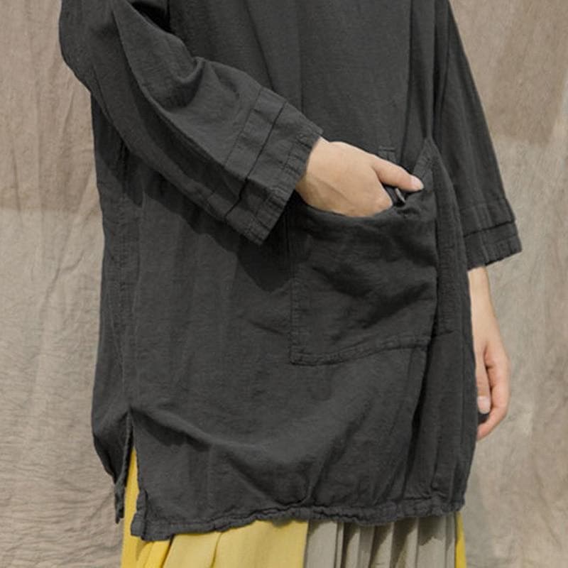 Harmony Grey Cotton Linen Shirt | Lotus dylinoshop