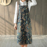 Artsy Floral Denim Overall Dress dylinoshop
