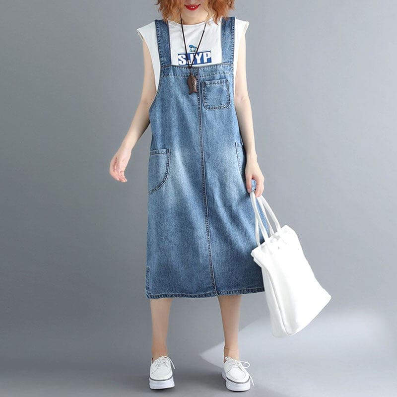Casual Vibes Midi Overall Dress dylinoshop