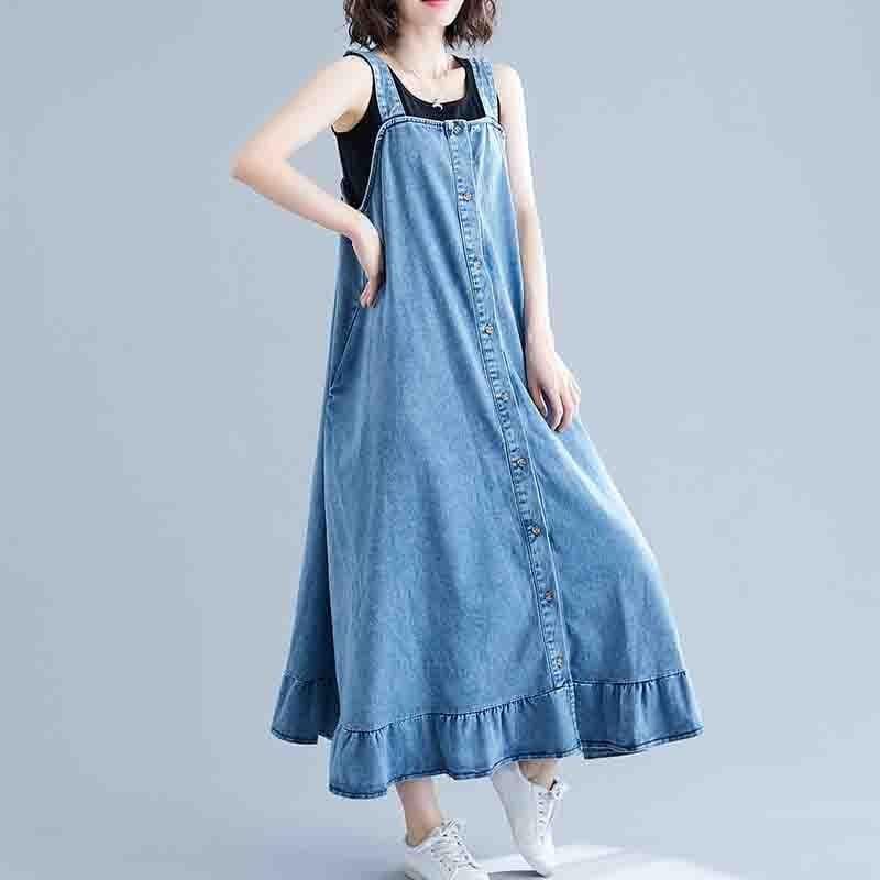 Too Relaxed Denim Overall Dress Buddha Trends