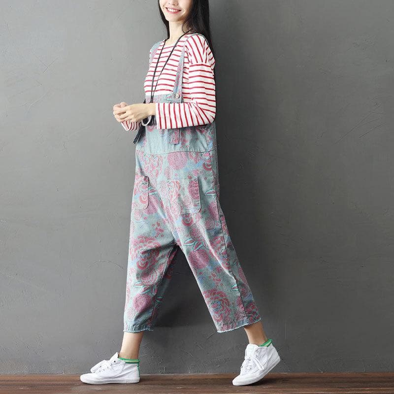 Loose Floral Grey Overall dylinoshop