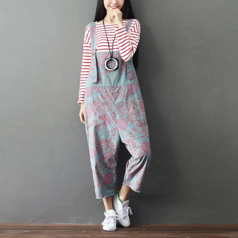 Loose Floral Grey Overall dylinoshop