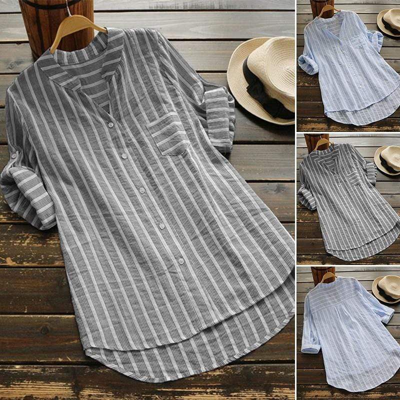 Oversized Striped Button-down Shirt Buddha Trends