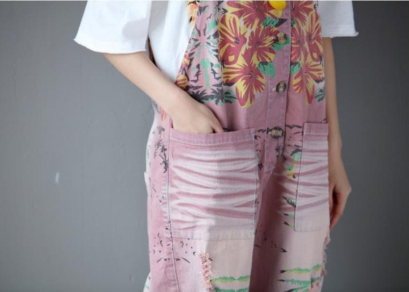 Plus Size Pink Denim Overall Buddha Trends