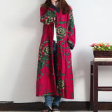 Floral Chinese Linen Trench Coat dylinoshop