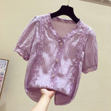 Lace Embroidered Korean T-Shirts dylinoshop