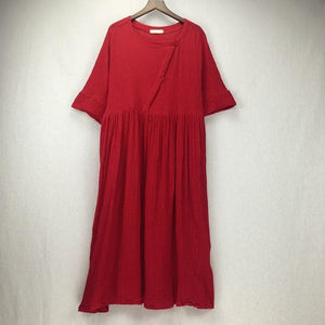 Zen Sunday Plus Size Cotton Linen Dress  | Zen Buddha Trends