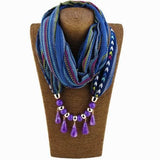 Tribal Beaded Scarf Necklace Buddha Trends