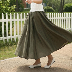 Cotton and Linen Maxi Skirts dylinoshop