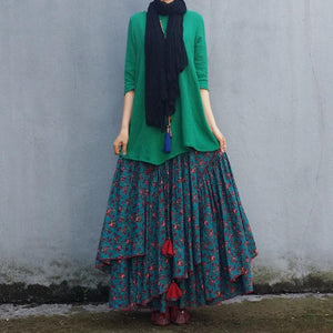 Asymmetrical Floral Maxi Skirt dylinoshop