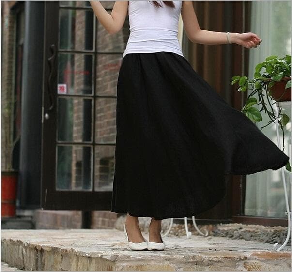 Cotton and Linen Maxi Skirts dylinoshop