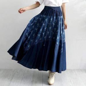 Vintage Pleated Denim Skirt Buddha Trends
