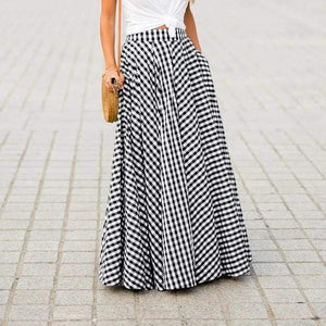 Crystal Elegant Plaid Maxi Skirt dylinoshop