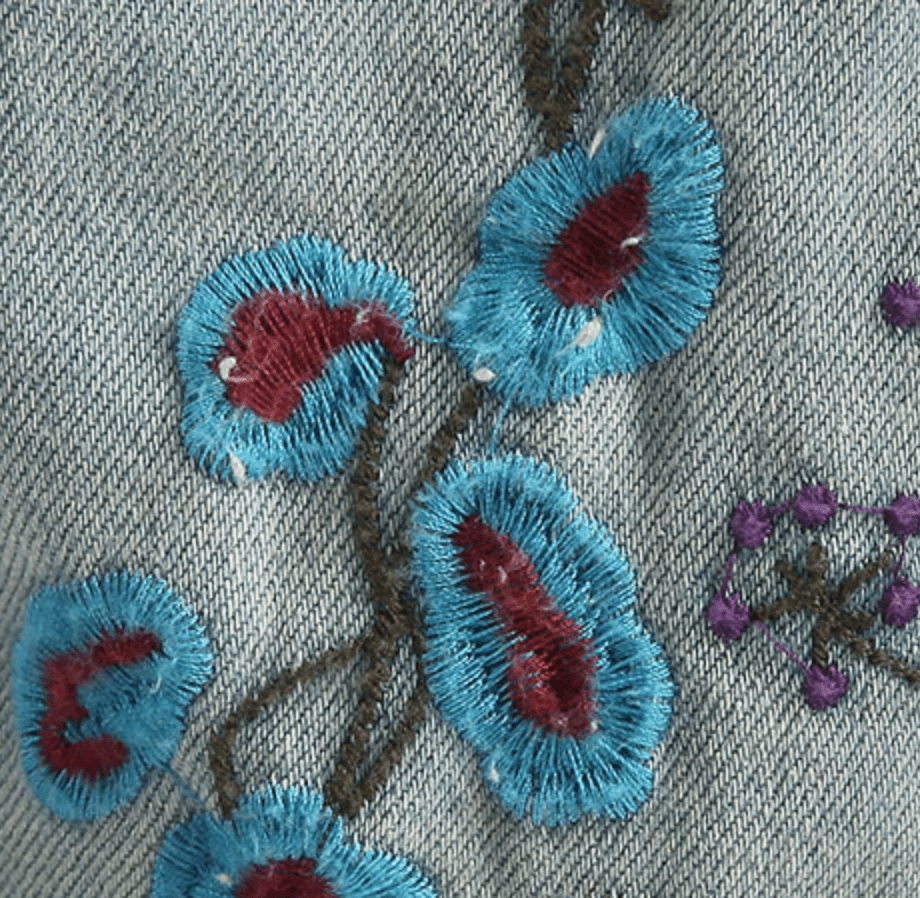 Floral Embroidered Denim Midi Skirt dylinoshop