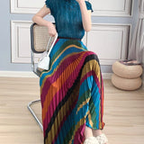 Retro Pastel Pleated Midi Skirts Buddha Trends