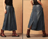 Plus Size Long Denim Skirt Buddha Trends
