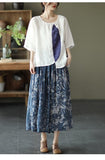 Floral Retro Linen Skirts dylinoshop