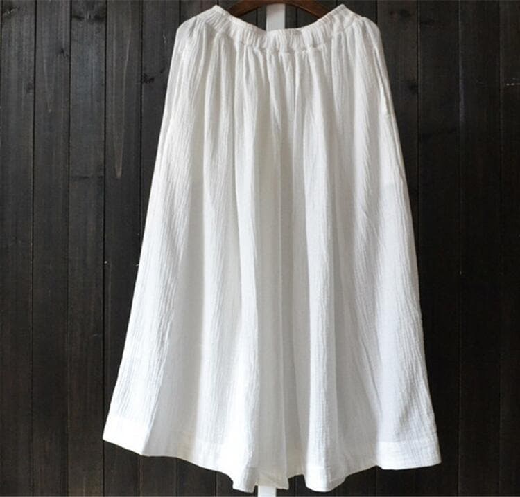 Vintage Cotton Linen Pleated Skirt Buddha Trends