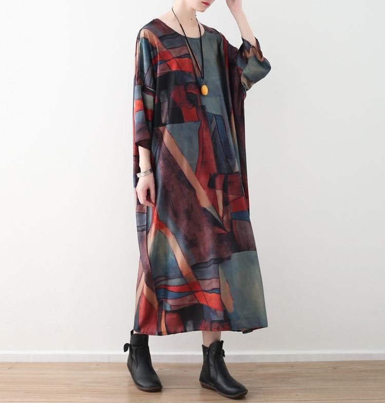 Abstract Prints Loose Retro Dress dylinoshop