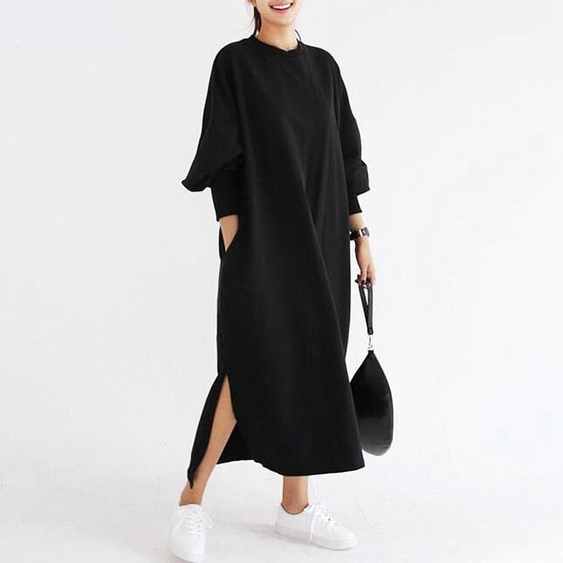 Black Oversized Sweater Dress Plus Size dylinoshop