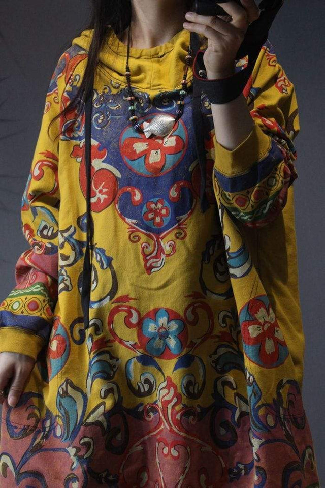 Floral Tribal Sweater Dress dylinoshop
